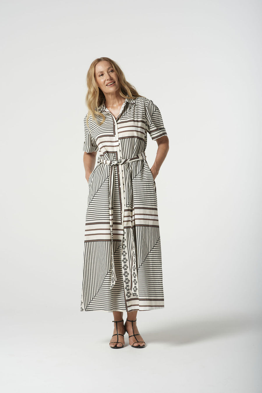 SQUARE PRINT SHIRT DRESS